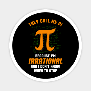 They Call Me PI because I'm Irrational Funny Math Meme PI Magnet